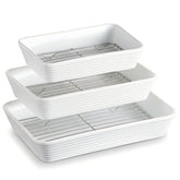 ONEMORE bandeja rectangular grande con rejilla para cocción uniforme y drenaje de grasa
