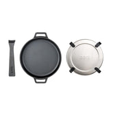 Ooni sarten hierro fundido 9 pulgadas, mango removible, ideal para versatilidad en la cocina.