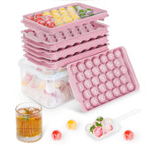 Optish bandeja de hielo redonda rosa con tapa para congelar