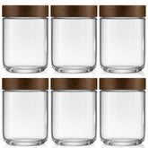 Osfel frascos de vidrio 16oz con tapas de acacia, ideales para organizar desayunos en la nevera.