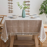 Mantel cuadrado Oubonun 55x55 de algodón-lino para mesa elegante y protegida.