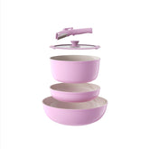 OUBRL set de sartenes cerámicas antiadherentes con mango desmontable para ahorro de espacio.