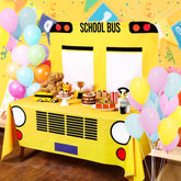 Banner Oudain de autobus escolar amarillo, ideal para dar la bienvenida a clase.