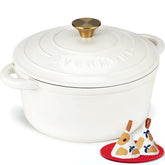 Olla Overmont de hierro esmaltado 5,5 qt con tapa, coccion homogénea.