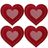 OWENIE manteles individuales con corazón rojo bordado y lentejuelas para una mesa romántica.