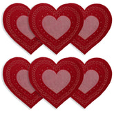 OWENIE salvamanteles corazón rojo bordado con lentejuelas para cenas románticas.