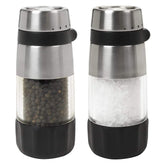 OXO Good Grips salero y molinillo con cuerpo de acero y acrílico, estilo limpio