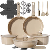 OzawaBear set de ollas y sartenes 23 piezas desmontables para cocinas pequeñas.