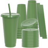 OZMOJOO 24 onzas con tapa y pajilla, ideal para viajes, color verde claro.