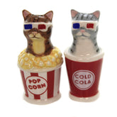 Pacific Giftware Gatos con gafas 3D, salero y pimentero para cine en casa