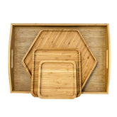 PAFREWOG Bandeja rectangular de bambú con asas para servir aperitivos con estilo.