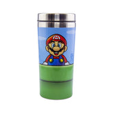 Paladone Super Mario Warp Pipe, taza de viaje con Mario en un lado y Luigi en el otro