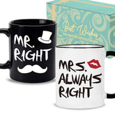 Palasarkaaa, pareja de tazas Mr Right y Mrs Always Right, ideal para desayunos con humor.