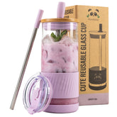 Vaso Pandaloo 20oz con tapa y pajilla, ideal para café frío y bebidas.