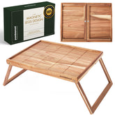 PANDAWOOD bandeja cama de acacia grande con asas para desayuno cómodo