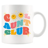 Panvola Cool Aunt Club taza 11oz, frente con mensaje divertido para café matutino