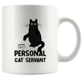 Panvola, taza cerámica blanca con gato negro y frase divertida para amantes de felinos.