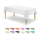 Mantel plástico blanco Party Dimensions para mesa rectangular 54x108, ideal para fiestas.
