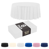 Mantel plástico blanco Party Solids de 120 pulgadas para fiestas y cobertura total de la mesa