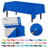 Mantel plástico Party Solids azul oscuro rectangular con cortador integrado para ajustar tamaño