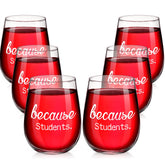 Patelai seis vasos de vino sin tallos para docentes, ideales para regalos.