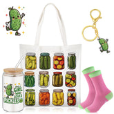 Paterr bolsa tote con temática pepinillo, ideal para llevar compras.