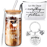 Paterr taza de vidrio 16oz con tapa bambú y pajilla, ideal para bebidas frías