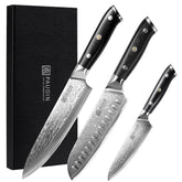 PAUDIN set de cuchillos Damascus de 3 piezas para uso diario en cocina