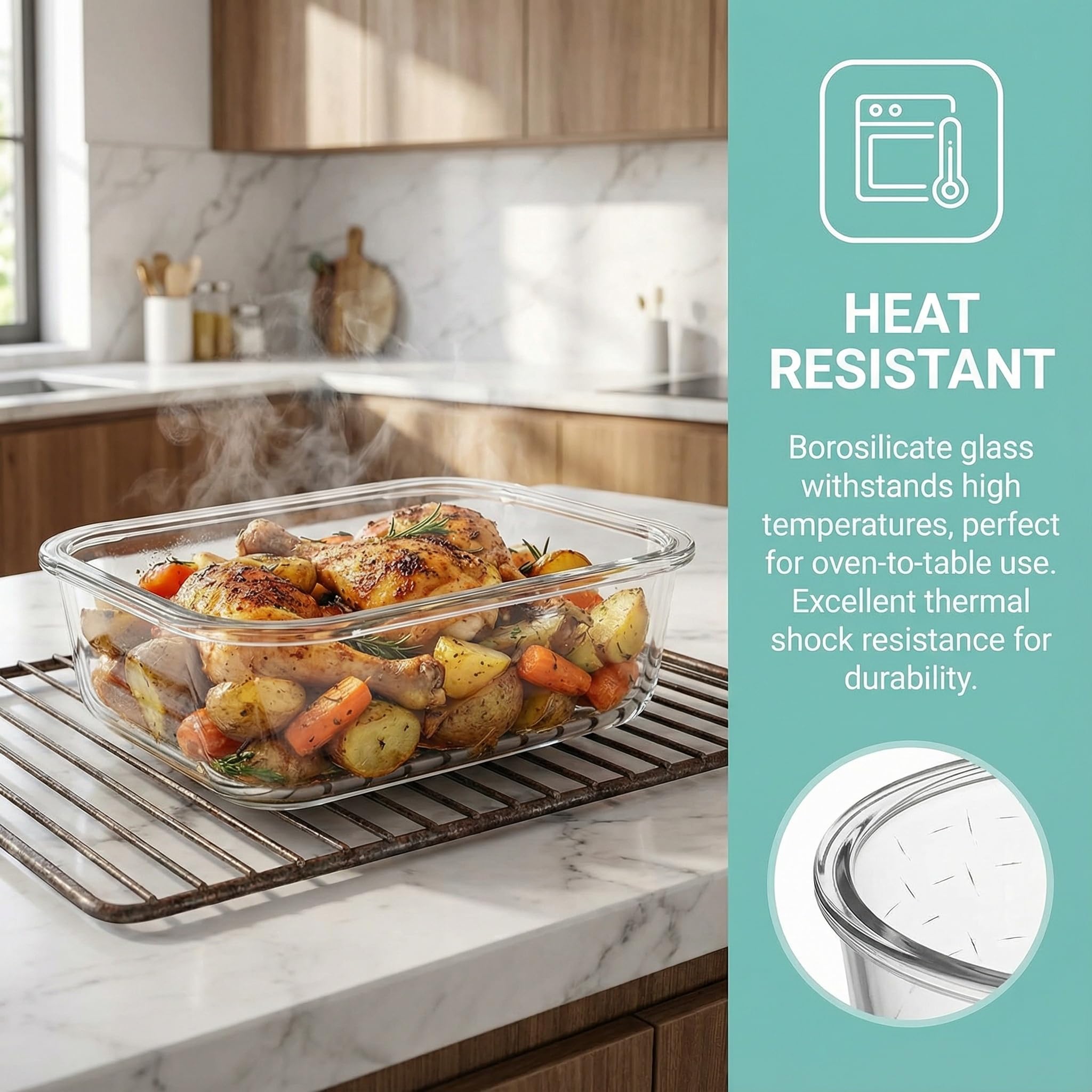 Peaktent vidrio borosilicato 63oz seguro para almacenamiento de alimentos