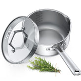 PekGema olla de salsa 3qt, acero inoxidable para cocción uniforme.