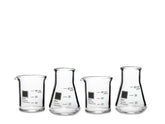 Periodic Tableware vasos chupito de laboratorio en borosilicato con porciones precisas.