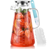 Perjoy jarra de vidrio 68 oz con tapa de acero inoxidable para bebidas frescas y seguras
