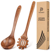 Cucharón PETHOMKIT de teca para servir sopa sin rayar ollas.