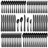 PHILIPALA: juego de cubiertos negro-plata para 12 comensales, ideal para cenas formales
