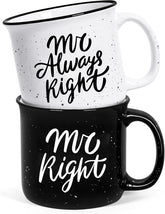 Physkoa Mr Right y Mr Always Right, vista frontal de las tazas para regalo romántico.