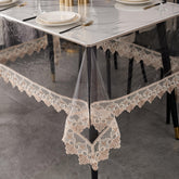 Pioggia mantel vinilo transparente con claridad cristalina para la mesa