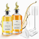 PLACHIDAY par de botellas de aceite 350 ml para cocina ordenada y elegante.