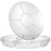 Bandeja servidora redonda Plasticpro de 6 secciones, ideal para aperitivos y salsas.