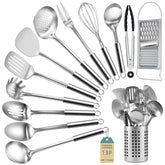 Pleafind juego de utensilios de cocina en acero inoxidable, 13 piezas, apto para lavavajillas.
