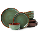 Pokini conjunto de cenas verde salvia, platos cerámicos elegantes para uso diario.