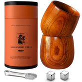 Vasos PokShow para bourbon de madera, juego de dos, ideal para degustaciones en casa.