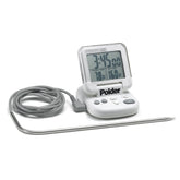 Termómetro digital para horno Polder con alarma programable para cocción precisa.