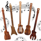 Potchen utensilios guitarra eléctrica en acacia, ideal para cocinar con estilo.