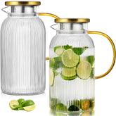 Potdoctor jarra de vidrio 64 oz con tapa, diseño clásico, ideal para bebidas frías y calientes.
