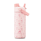POWCAN botella 18oz con lazo dulce, ideal para llevar a la escuela y mantener la hidratación.