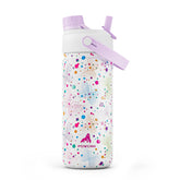 Powcan botella infantil, mariposa punteada blanca, ideal para meriendas y excursiones escolares.