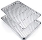 Bandeja P&P CHEF de acero inoxidable de 19,6 pulgadas con acabado espejo para hornear uniforme.