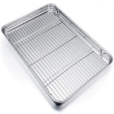 Bandeja de horno extragrande P&P CHEF con rejilla para hornear porciones grandes.