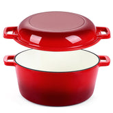 Olla P&P CHEF esmaltada roja de 5 qt para hornear pan y guisos.