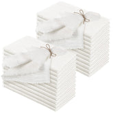 Preboun servilletas con franja 17x17, blanco elegante para mesa.